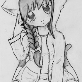 Misc. darwings and illustrations: Cat girl hoodie